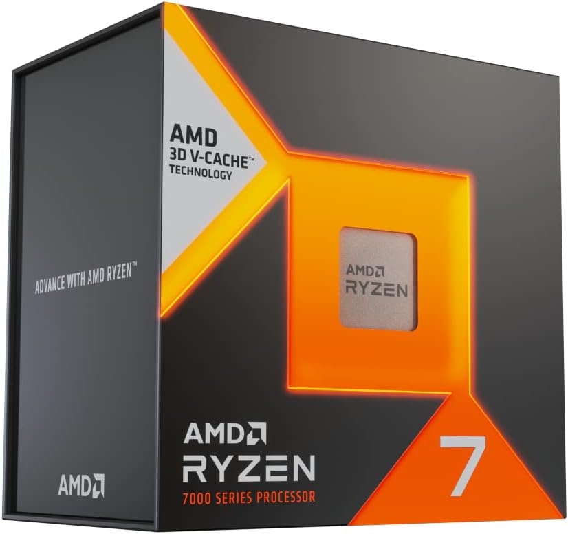 AMD Ryzen 7 7800X3D Processeur avec La Technologie 3D V-Cache (Radeon Graphique Intégré, 8 Cœurs/16 Threads, 120W TDP, Socket AM5, Cache 104 Mo, Jusqu'à 5,0 GHz Fréquence Boost, sans Ventilateur)