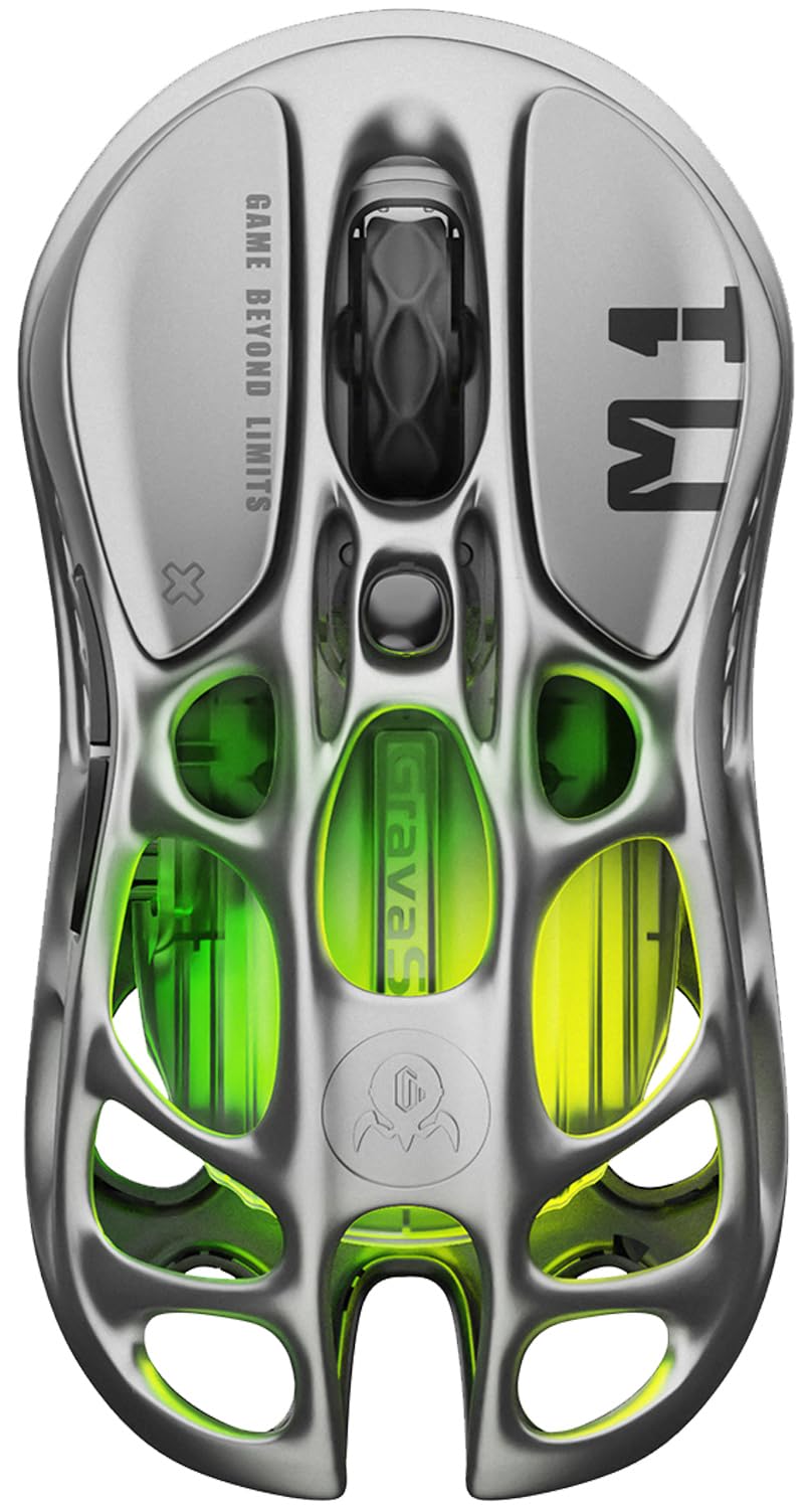 GravaStar Mercury M1 Pro – Souris Gamer sans Fil Ultra-Légère en Alliage de Magnésium, 26 000 DPI, Capteur PAW3395DM, Connexion Triple Mode, 4K, Jusqu'à 200h d'Autonomie - Gradient Noir
