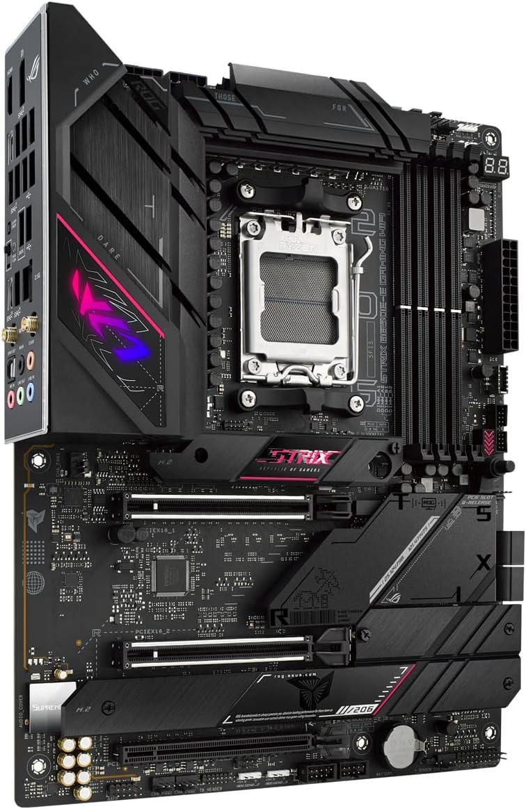 ASUS ROG STRIX B650E-E GAMING – Carte mère AMD Ryzen AM5 ATX (16+2 phases d'alimentation, DDR5, 4 x M.2, PCIe 5.0, WiFi 6E, 2.5G LAN, USB 3.2 Gen 2x2 Type-C rear I/O port, Aura Sync RGB)