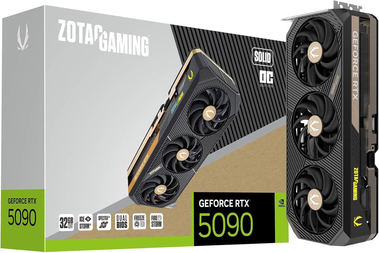 ZOTAC Gaming GeForce RTX 5090 Solid OC DLSS 4 32GB GDDR7 512-bit 28 Gbps PCIE 5.0 Gaming Graphics Card, IceStorm 3.0 Advanced Cooling, Spectra 2.0 ARGB Lighting, ZT-B50900J-10P