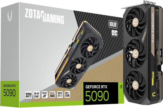 ZOTAC Gaming GeForce RTX 5090 Solid OC DLSS 4 32GB GDDR7 512-bit 28 Gbps PCIE 5.0 Gaming Graphics Card, IceStorm 3.0 Advanced Cooling, Spectra 2.0 ARGB Lighting, ZT-B50900J-10P