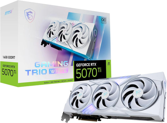MSI GamingRTX 5070 TI 16G Gaming Trio OC Carte graphique blanche (16 Go GDDR7, 256 bits, performances extrêmes : 2580 MHz, DisplayPort x 3 2.1a, HDMI 2.1b, architecture NVIDIA Blackwell)