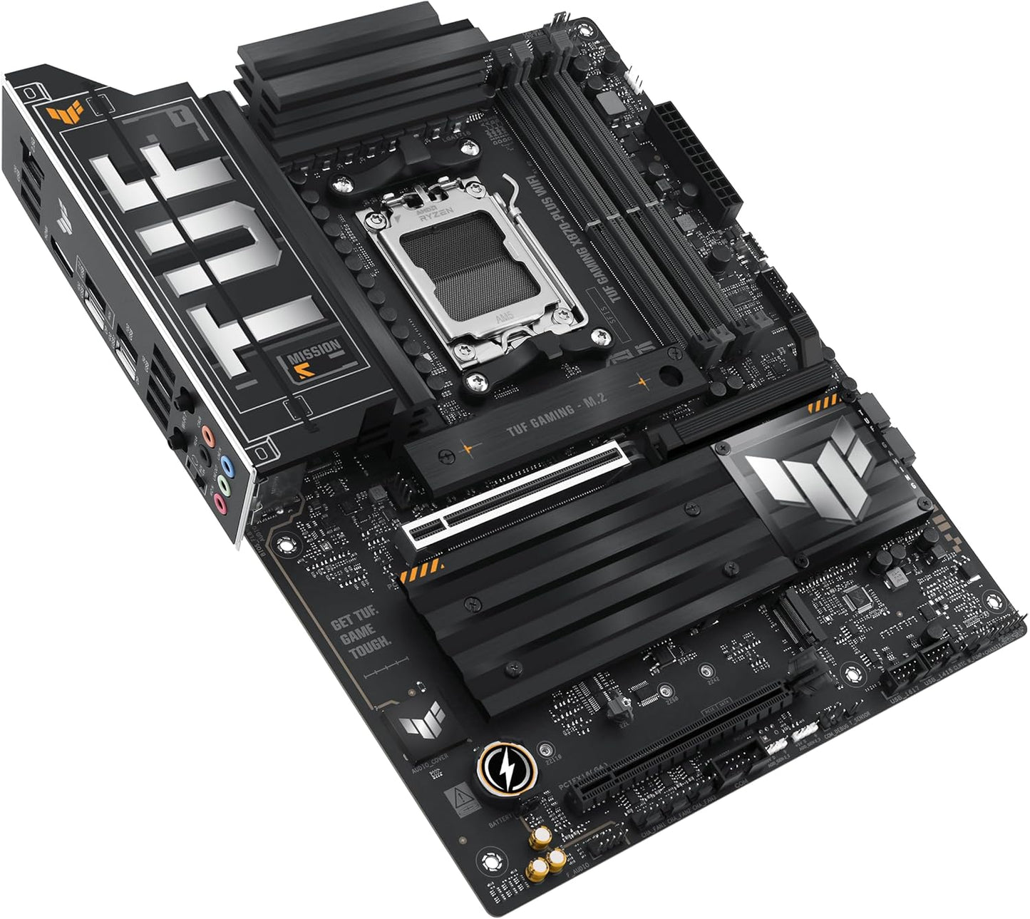 ASUS TUF Gaming X870-PLUS Carte mère WiFi AMD AM5 X870 ATX, 16+2+1, 80A SPS Power Stages, DDR5, PCIe 5.0 Ready, Quatre emplacements M.2, Wi-FI 7, LAN 2,5 Go, HDMI, USB4® 40 Gbit/s, SATA 6 Gbit/s, USB
