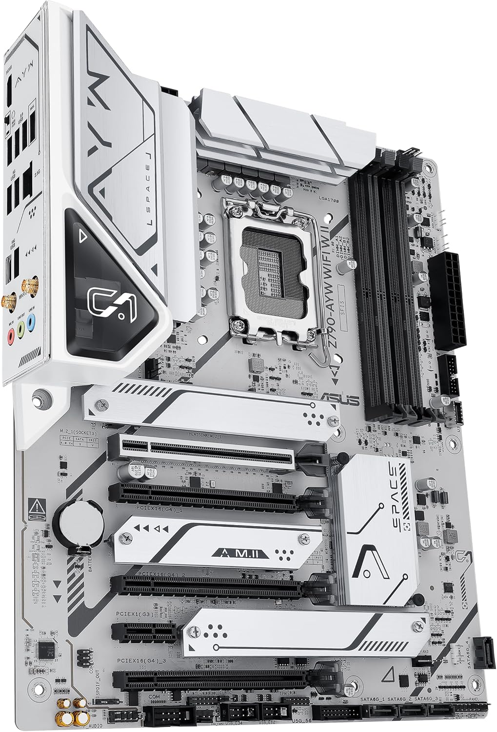 ASUS Z790-AYW Carte mère WiFi W II Intel Z790 (LGA 1700) ATX avec PCIe® 5.0, 3X M.2, 12+1 DrMOS, DDR5, WiFi 6, LAN 2,5 Go, HDMI, USB 10 Gbps Type-C®, USB 10 Gbps Type-C®, Thunderbolt™, USB4®, Aura