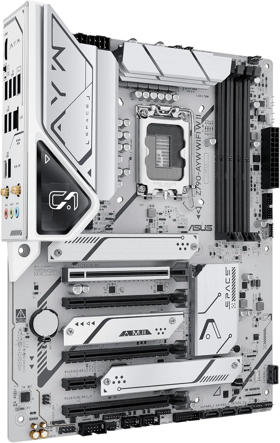 ASUS Z790-AYW Carte mère WiFi W II Intel Z790 (LGA 1700) ATX avec PCIe® 5.0, 3X M.2, 12+1 DrMOS, DDR5, WiFi 6, LAN 2,5 Go, HDMI, USB 10 Gbps Type-C®, USB 10 Gbps Type-C®, Thunderbolt™, USB4®, Aura