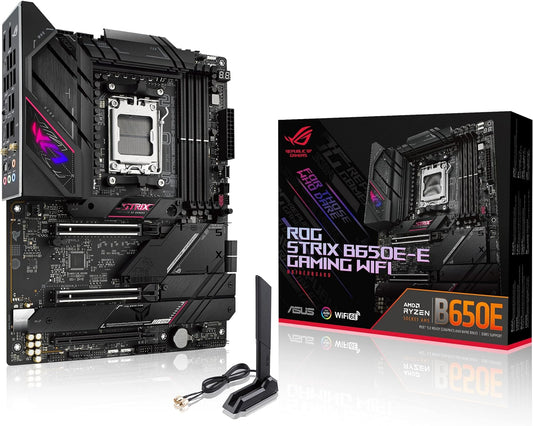 ASUS ROG STRIX B650E-E GAMING – Carte mère AMD Ryzen AM5 ATX (16+2 phases d'alimentation, DDR5, 4 x M.2, PCIe 5.0, WiFi 6E, 2.5G LAN, USB 3.2 Gen 2x2 Type-C rear I/O port, Aura Sync RGB)